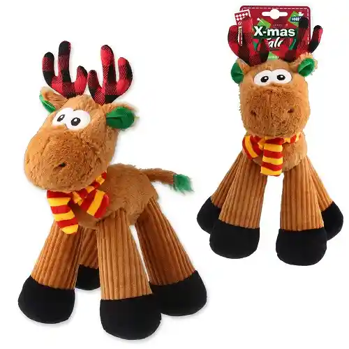 Gigwi - X-mas Tales Long Legged Reindeer (reno Con Chirrido Y Sonido De Papel) Juguete Perros