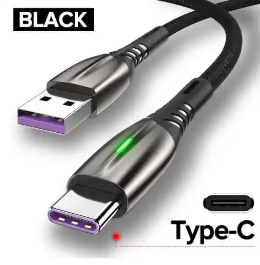 Cable Carga Rápida Celular 5.1 A Usb A Tipo C 1 Mt Luz Led Acordonado Telefono Smartphone Reforzado
