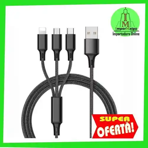 Cable Carga Rápida Celular 3 En 1 Android Samsung Para Iphone, Tipo C Telefono Smartphone