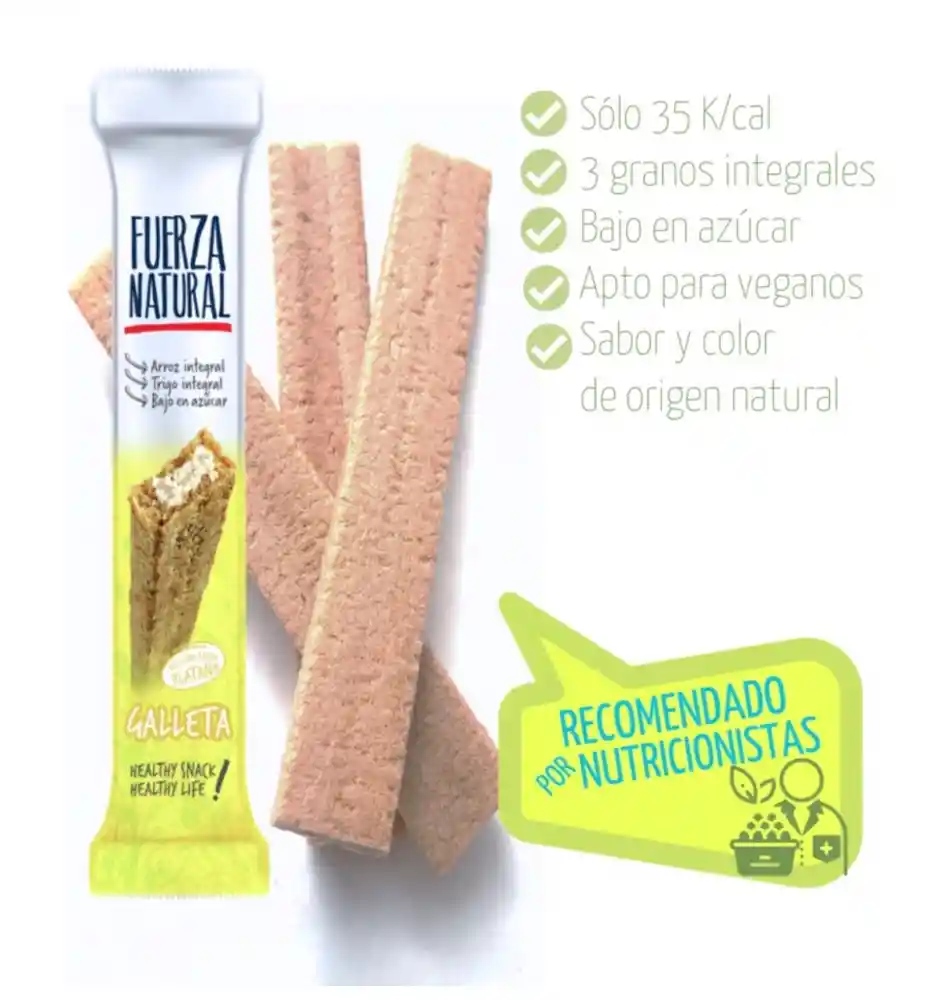 Galleta Oblea Integral Sabor Plátano (sin Azúcar, Vegano) Fuerza Natural 13g