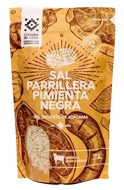 Sal Parrillera Pimienta Negra Cristales De Chile 450g