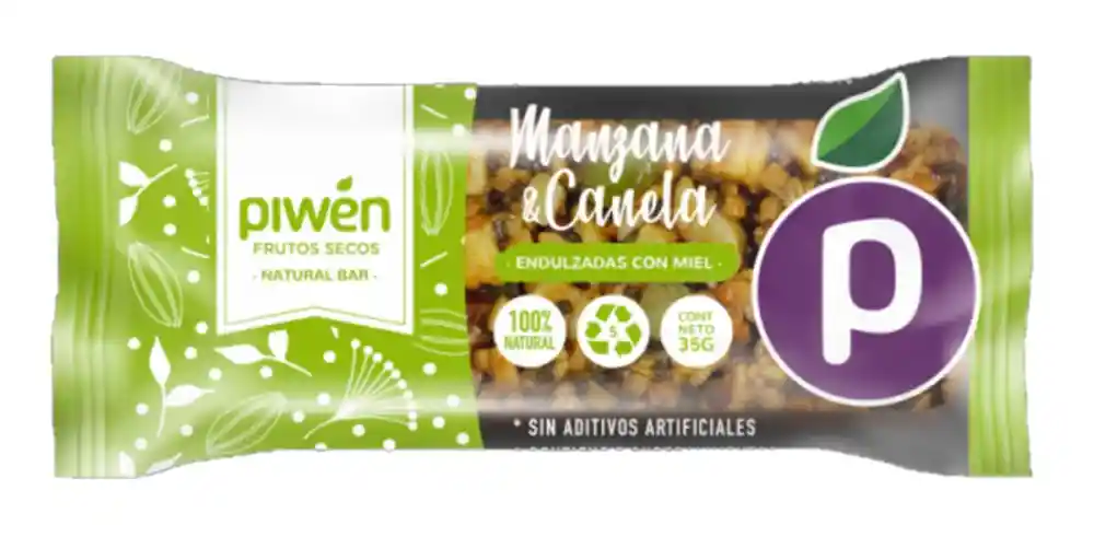 Barra Manzana Canela 35g Piwen - Con Miel