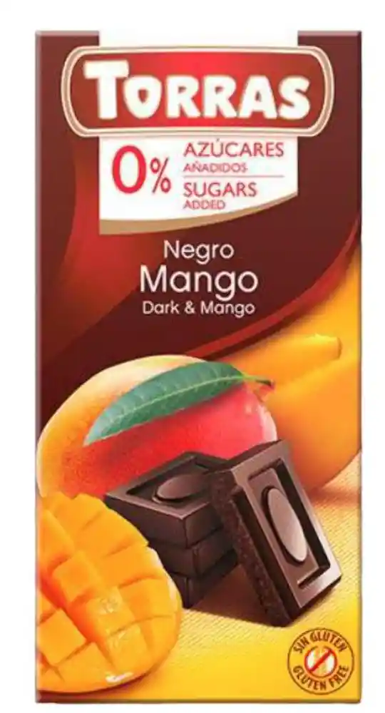 Chocolate 0% Azúcar Negro Con Mango (sin Gluten) Torras 75g