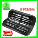 Kit Pinzas Herramientas Removedor Acne Puntos Negros Extractor Blackhead 8 Piezas Acero Inox Limpieza Facial