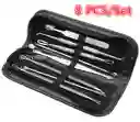 Kit Pinzas Herramientas Removedor Acne Puntos Negros Extractor Blackhead 8 Piezas Acero Inox Limpieza Facial