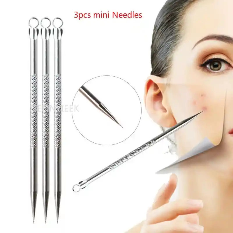 Kit Pinzas Herramientas Removedor Acne Puntos Negros Extractor Blackhead 8 Piezas Acero Inox Limpieza Facial