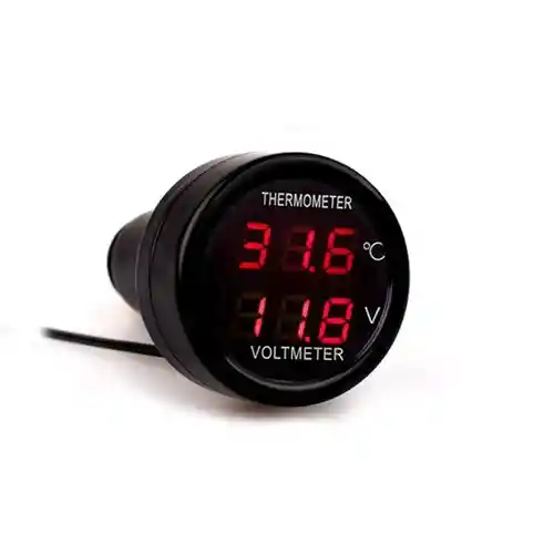 Voltimetro Led Tester Para Batería Y Cargador Ultra Rápido 2 Usb 3.1 A, Basico Redondo Negro