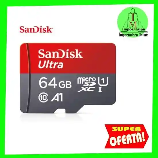 Tarjeta Memoria Micro Sd Sandisk Ultra 64 Gb Original Nintendo Switch A1, Clase 10, 120 Mb/s (roja) (64 Gb)