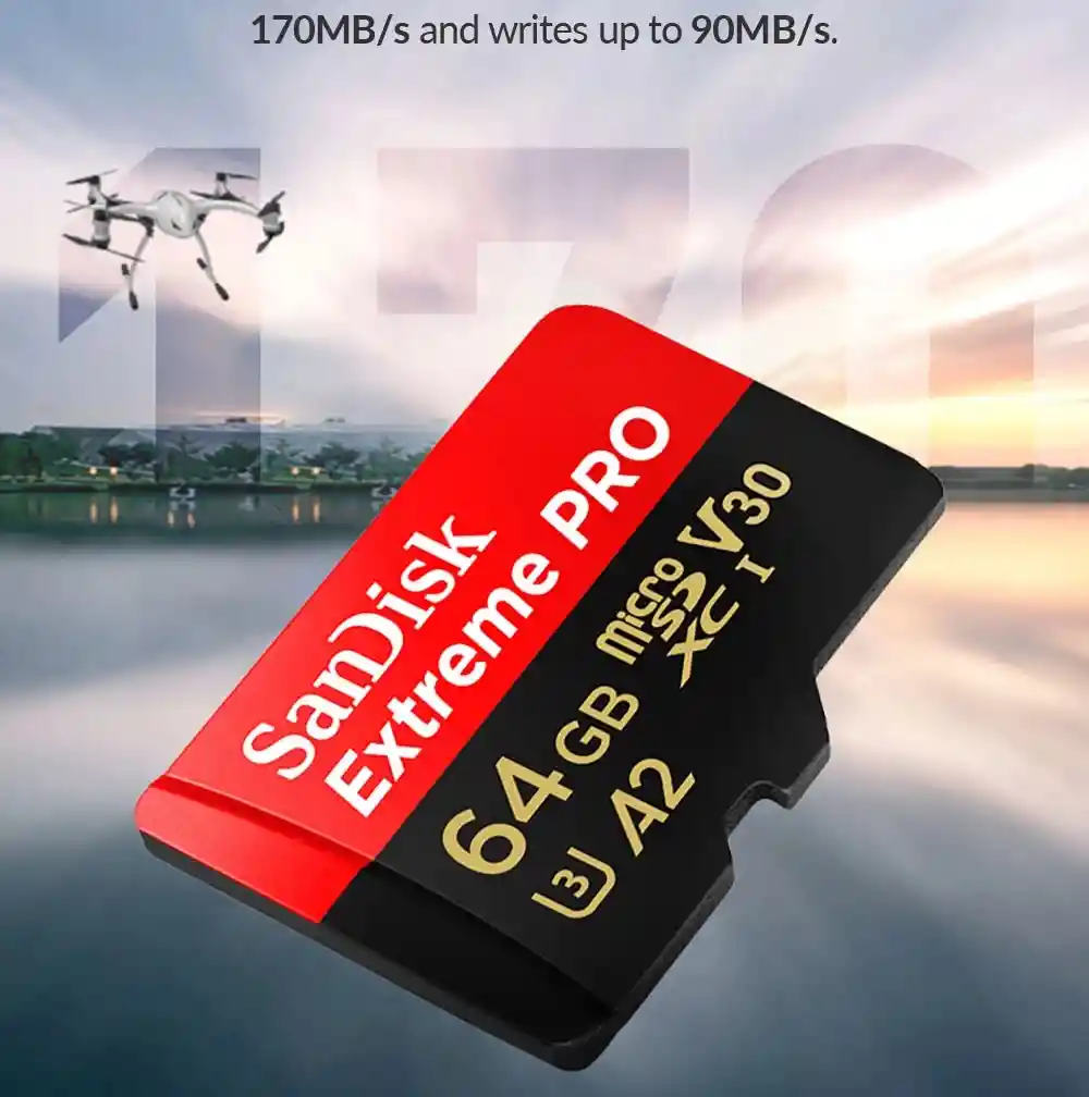 Tarjeta Memoria Micro Sd Sandisk Extreme Pro Original 64 Gb 4k U3 Compatible Go Pro Drones Microsdxc 160 Mb/s (negra) (128gb)