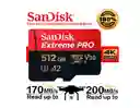 Tarjeta Memoria Micro Sd Sandisk Extreme Pro Original 512 Gb 4k U3 Compatible Go Pro Drones Microsdxc 160 Mb/s (negra) (256gb)