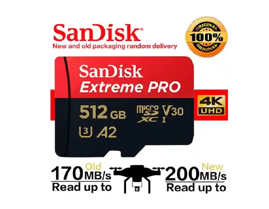 Tarjeta Memoria Micro Sd Sandisk Extreme Pro Original 512 Gb 4k U3 Compatible Go Pro Drones Microsdxc 160 Mb/s (negra) (256gb)