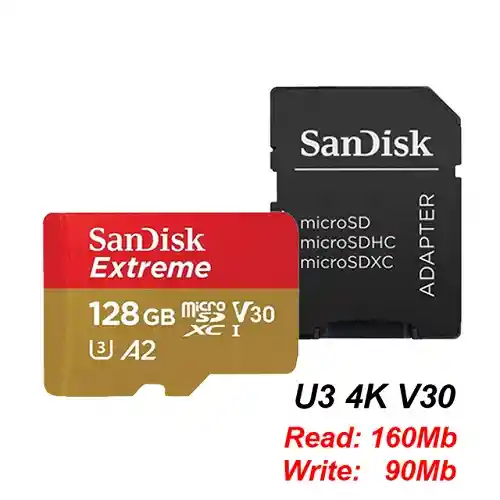 Tarjeta Memoria Micro Sd Sandisk Extreme Original 128 Gb 4k U3 Original Compatible Nintendo Switch Go Pro Microsdxc 160 Mb/s Dorada