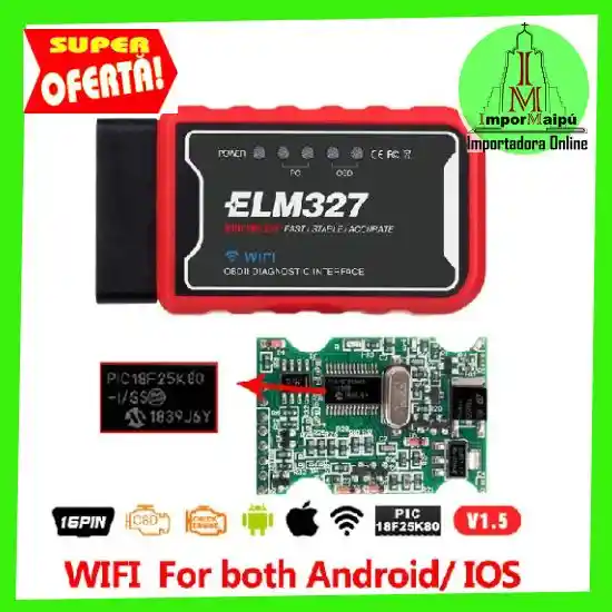 Scanner Automotriz Auto Elm327 Wifi Obd2 Última Versión Nueva Original Para Vehículos Multimarca (rojo)