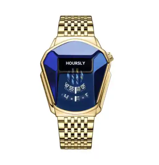 Reloj Hombre Deportivo Juvenil Hoursly Digital Analogo Cuarzo Acero Inoxidable Dorado Azul