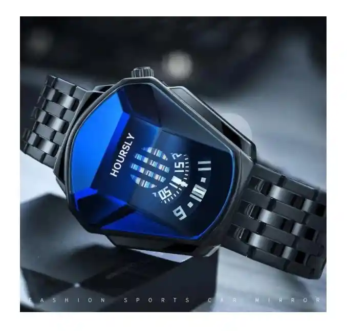 Reloj Hombre Deportivo Juvenil Hoursly Digital Analogo Cuarzo Acero Inoxidable Dorado Azul