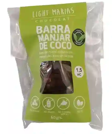 Light Marias - Barra Manjar Coco Keto 60g (vegano, Sin Gluten) - Mantequilla De Man