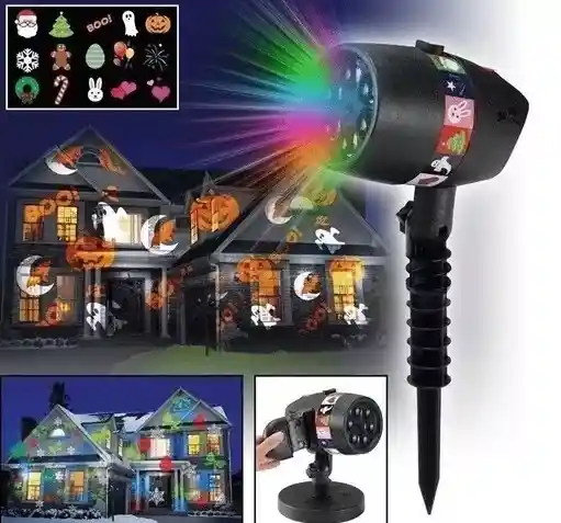 Luces Led Proyector 12 Tarjetas Navidad Halloween +fiestas