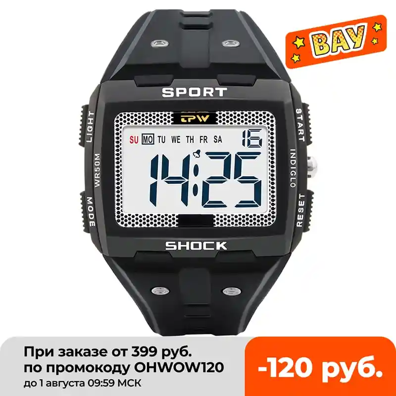 Reloj Hombre Deportivo Digital Multifunción Luz, Sport-shock Impermeable Números Grandes