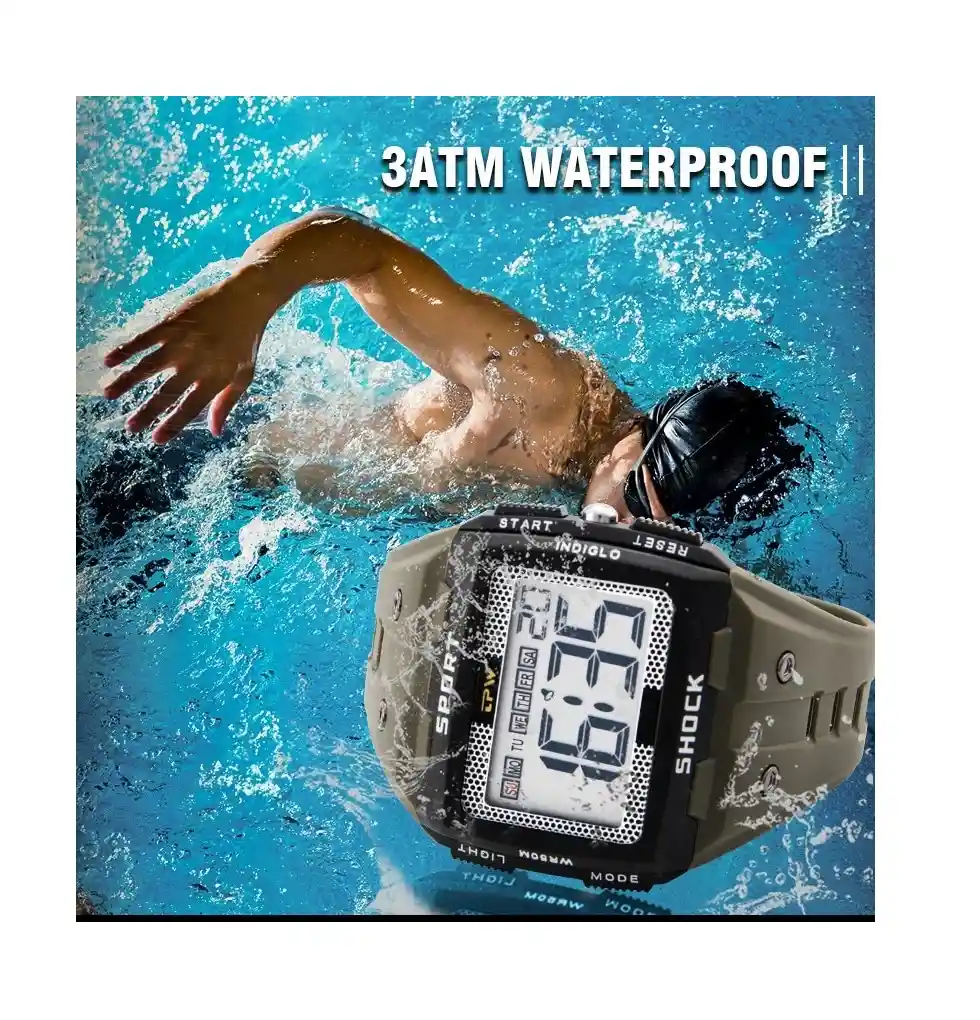 Reloj Hombre Deportivo Digital Multifunción Luz, Sport-shock Impermeable Números Grandes