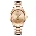 Reloj De Pulsera Dama Mujer Curren Cuarzo Correa De Lujo Acero Inoxidable Analogo Esfera Cronógrafo Dorado