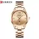 Reloj De Pulsera Dama Mujer Curren Cuarzo Correa De Lujo Acero Inoxidable Analogo Esfera Cronógrafo Dorado