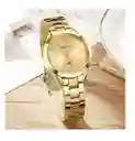 Reloj De Pulsera Dama Mujer Curren Cuarzo Correa De Lujo Acero Inoxidable Analogo Esfera Cronógrafo Dorado