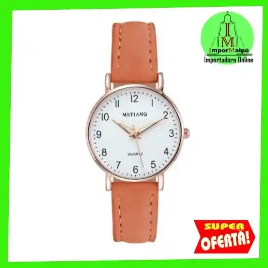 Reloj De Pulsera Dama Mujer Cuarzo Correa Cuero Analogo De Lujo Esfera Cronógrafo Dorado Rosa