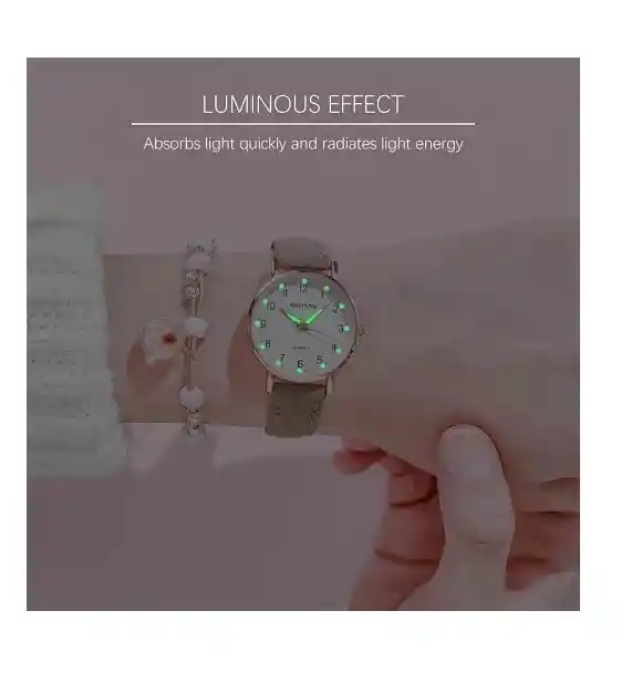 Reloj De Pulsera Dama Mujer Cuarzo Correa Cuero Analogo De Lujo Esfera Cronógrafo Dorado Rosa