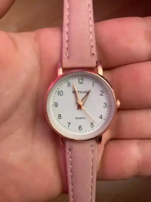 Reloj De Pulsera Dama Mujer Cuarzo Correa Cuero Analogo De Lujo Esfera Cronógrafo Dorado Rosa