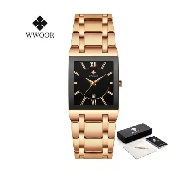 Reloj De Lujo Cuarzo Y Acero Inoxidable Wwoor Cronógrafo Impermeable Resistente