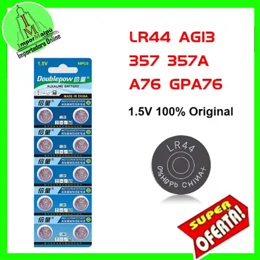 Pilas Lr44 Ag13 357a Cx44 Pila De Botón 1,5 V Para Relojes Luces Otros Lr44w