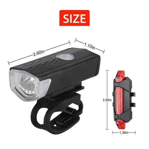 Luz Linterna Led Bicicleta Luz Delantera Y Trasera Roja Recargables Usb Para Bici