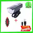 Luz Linterna Led Bicicleta Luz Delantera Y Trasera Roja Recargables Usb Para Bici