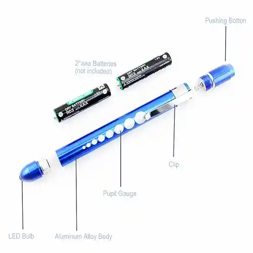 Linterna Tipo Lapiz Regla Led Medica Para Diagnostico Medico Metal Pilas Aaa De Bolsillo Para Ojos