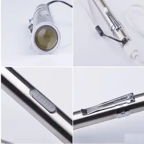 Linterna Tipo Lapiz Led Medica Para Diagnostico Medico Aluminio Recargable De Bolsillo Para Ojos 1 Led