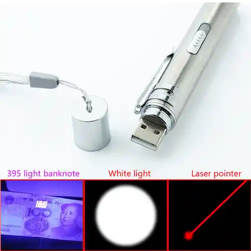 Linterna Tipo Lapiz Led Medica Para Diagnostico 3 En 1 Aluminio Led Luz Uv Ultravioleta Laser Recargable Medico De Bolsillo Para Ojos