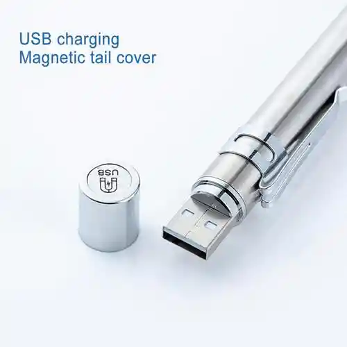 Linterna Tipo Lapiz Led Medica Para Diagnostico 2 En 1 Aluminio Medico Recargable Usb De Bolsillo Para Ojos