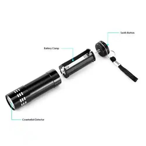 Linterna Tipo Lapiz Led Luz Uv Ultravioleta Laser Pilas De Bolsillo Para Billetes Fluidos