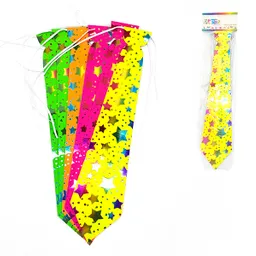 Corbata Impresa Fluor Multicolor Estrellas 6 Unidades