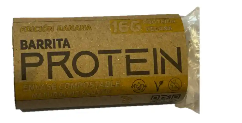 Barra Protein Vegana Banana 65g - Barrita Proteina Frutotos