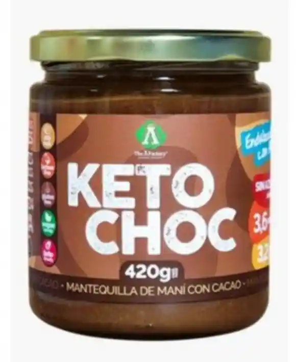 Keto Choc Mantequilla De Maní Con Cacao Keto Ambrosia 420 Gr.