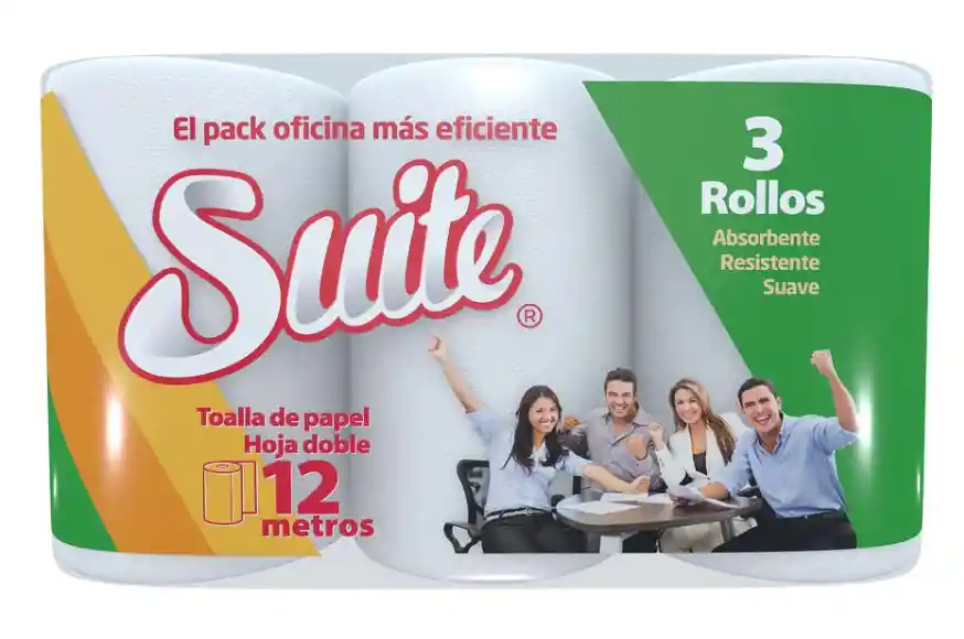 Toalla De Papel Hoja Doble 12mts Suite 3 Unid.