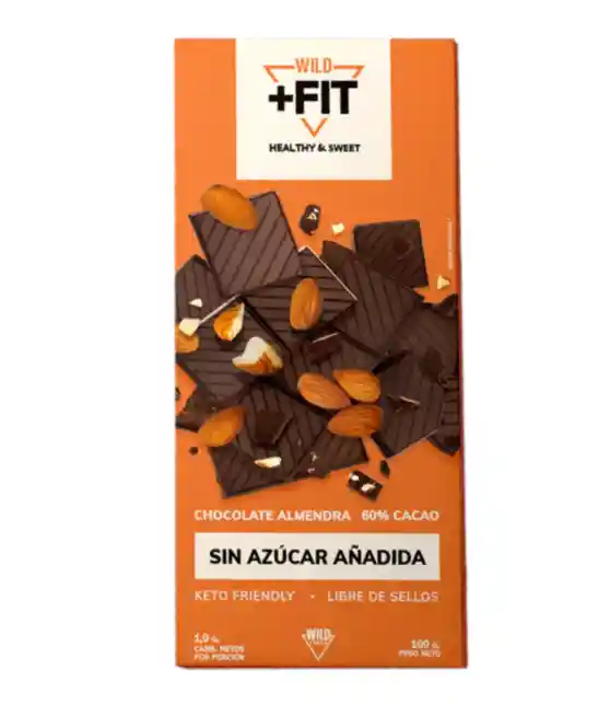 Wild Fit Barra Keto De Chocolate Con Almendras 60% Cacao 100gr Wild Foods