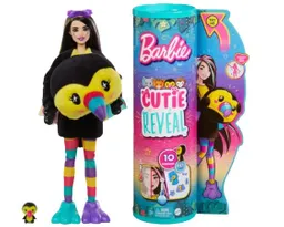 Mattel Barbie Muñeca Cutie Reveal C/10 Sorpresas Serie De La Selva Tucán