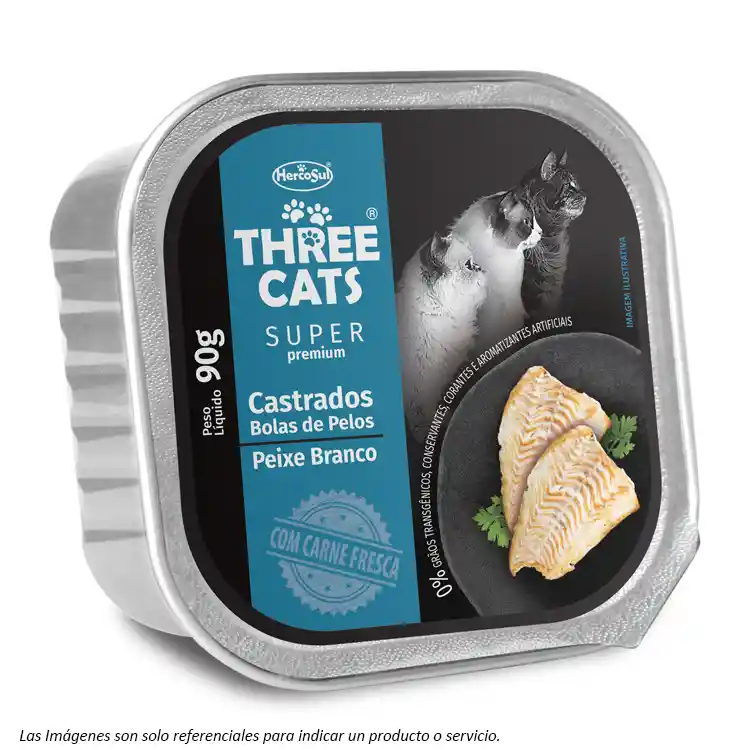 Three Cats Pate Bolas De Pelo Sabor Pescado 90g Hercosul