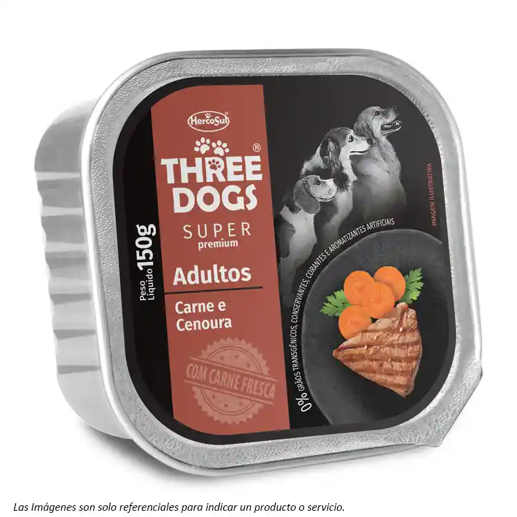 Three Dogs Pate Perros Adultos Sabor Carne 150g Hercosul