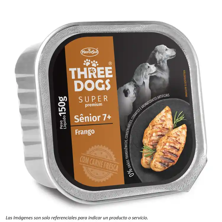 Three Dogs Pate Senior 7+ Sabor Pollo 150g Hercosul