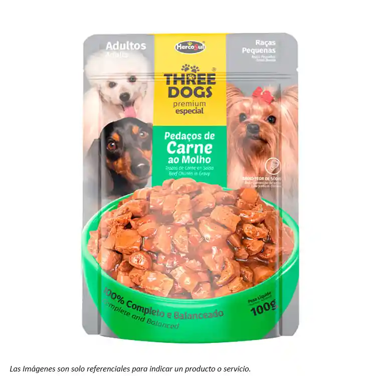 Three Dogs Sachet Razas Pequeñas Sabor Carne 100g Hercosul