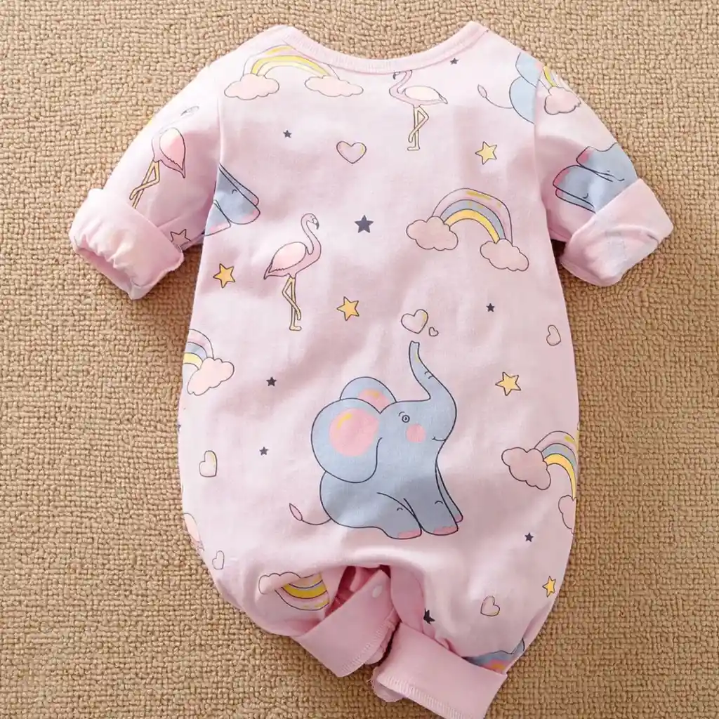 Pijama Bebé Estampado De Elefante Rosa 3-6 Meses