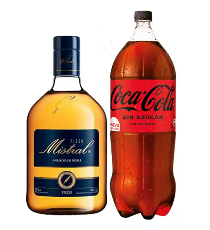 Pisco Mistral 1 Lt + Coca Cola Zero 3lt